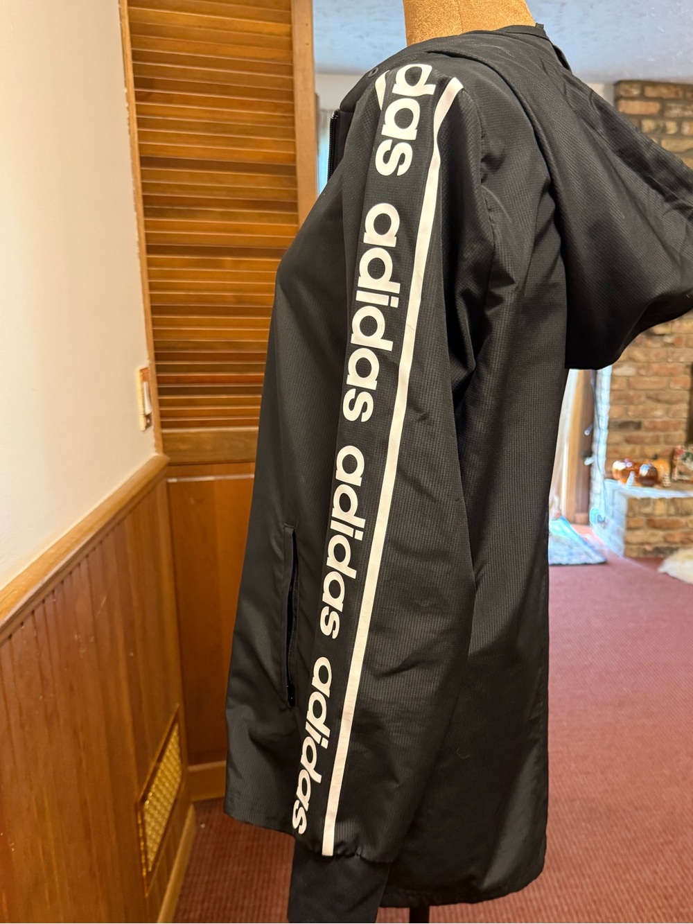 adidas Black Jacket with White Logo Tape Sleeve